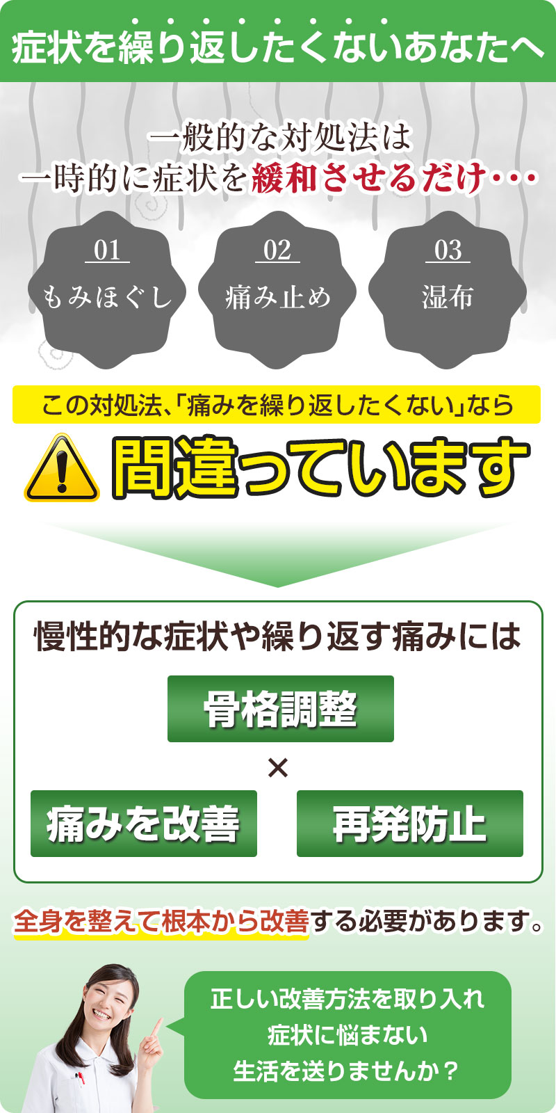 症状を繰り返したくないあなたへ